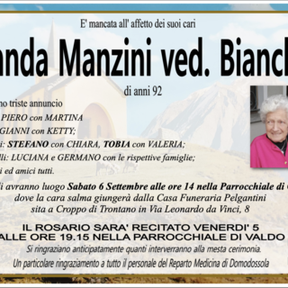 Wanda Manzini ved. Bianchini di anni 92