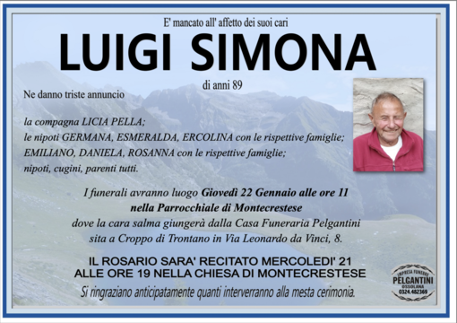 Luigi Simona di anni 89