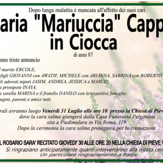 Maria "Mariuccia" Cappelli in Ciocca di anni 87