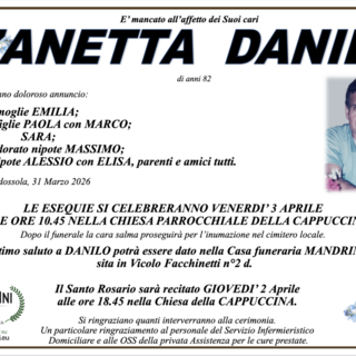 Zanetta Danilo di anni 82