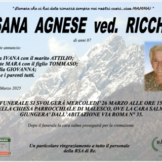 Besana Agnese ved. Ricchini di anni 87