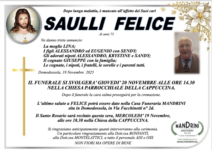 Saulli Felice di anni 75