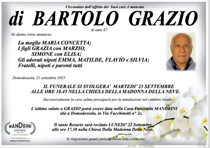 Di Bartolo Grazio di anni 67