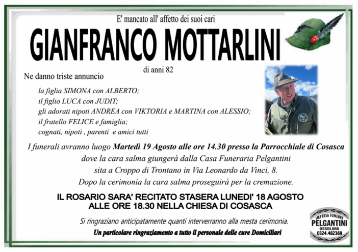 Gianfranco Mottarlini di anni 82