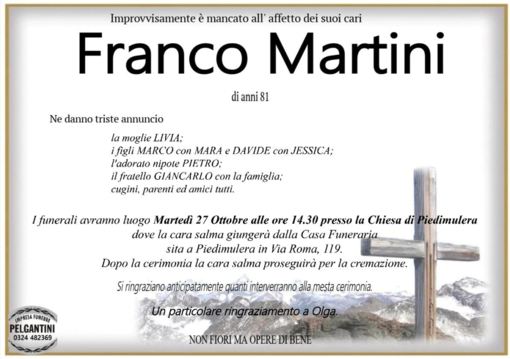 Franco Martini di anni 81