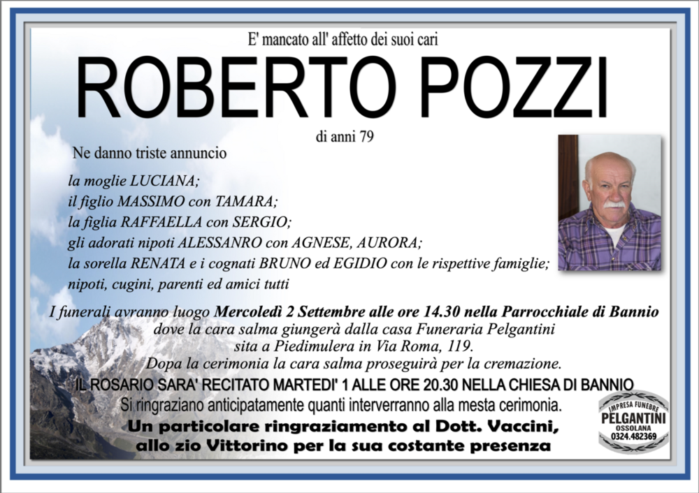 Roberto Pozzi di anni 79