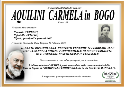 Aquilini Carmela in Bogo di anni 90
