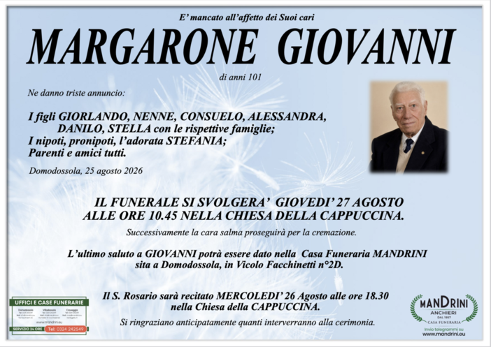 Margarone Giovanni di anni 101