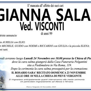 Gianna Sla ved. Visconti di anni 99