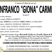 Gianfranco 'Giona' Carmine di anni 81
