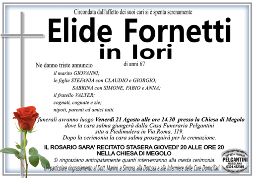 Elide Fornetti in Iori di anni 67 Elide Fornetti in Iori di anni 67