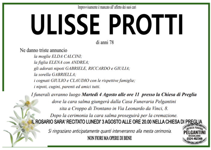 Ulisse Protti di anni 78