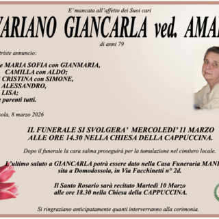 Savariano Giancarla ved. Amadio di anni 79