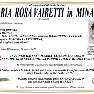 Maria Rosa Vairetti in Minacci di anni 88