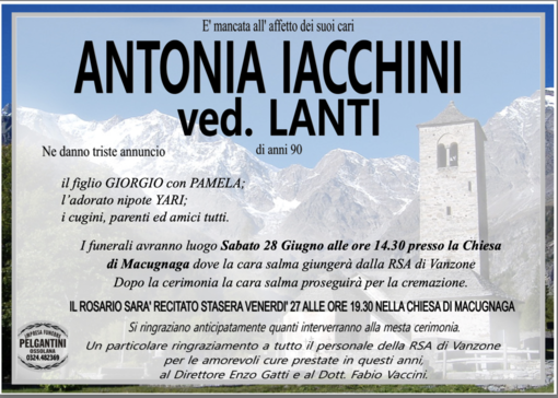 Antonia Iacchini ved. Lanti di anni 90