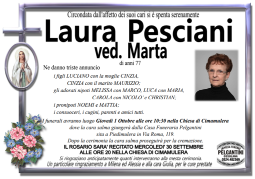 Laura Pesciani ved. Marta di anni 77 Laura Pesciani ved. Marta di anni 77