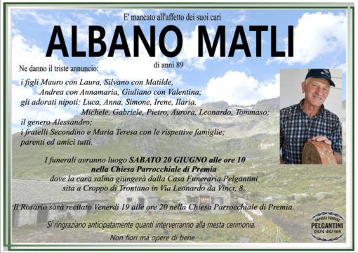 Albano Matli di anni 89 Albano Matli di anni 89