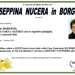 Giuseppina Nucera in Borgnis di anni 65