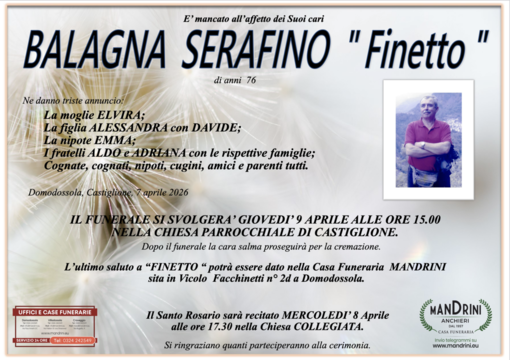 Balanga Serafino "Finetto" di anni 76 Balanga Serafino "Finetto" di anni 76