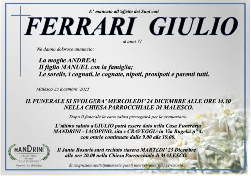 Ferrari Giulio di anni 71