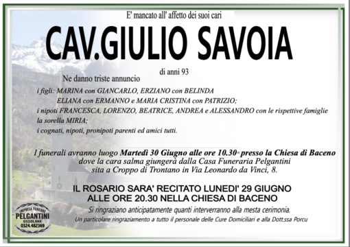 Cav Giulio Savoia di anni 93