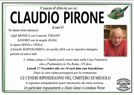 Claudio Pirone di anni 83