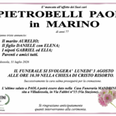 Pietrobelli Paola in Marino di anni 77 Pietrobelli Paola in Marino di anni 77