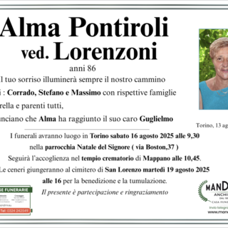 Alma Pontiroli ved. Lorenzoni di anni 86