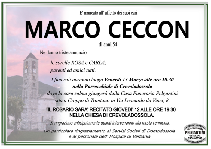 Marco Ceccon di anni 54
