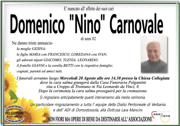 Domenico 'Nino' Carnovale 82 anni