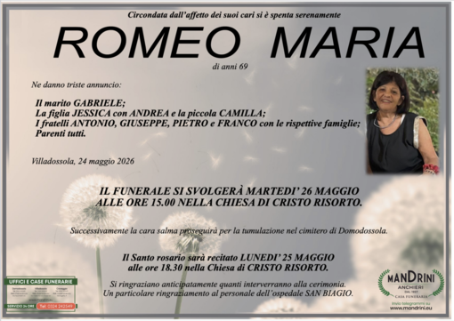 Romeo Maria di anni 69