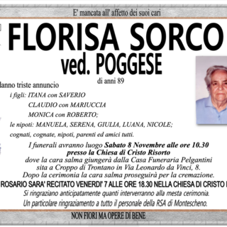 Florisa Sorco ved. Poggese di anni 89