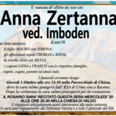 Anna Zertanna ved. Imboden di anni 88