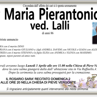 Maria Pierantonio ved. Lalli di anni 86