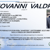Valdrè Giovanni di anni 75 Valdrè Giovanni di anni 75