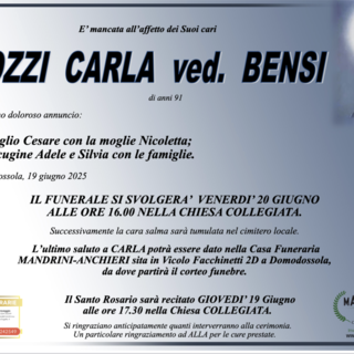 Pozzi Carla ved. Bensi di anni 91