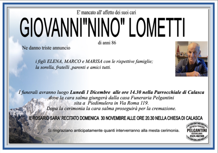 Giovanni &quot;Nino&quot; Lometti di anni 86