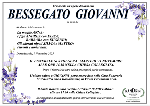 Bessegato Giovanni di anni 87 Bessegato Giovanni di anni 87