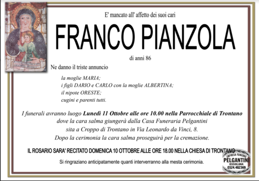 Franco Pianzola di anni 86
