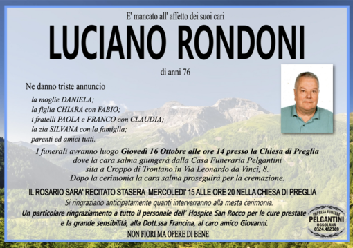 Luciano Rondoni di anni 76
