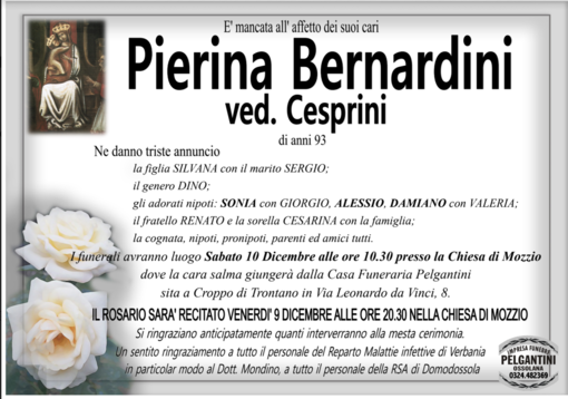 Pierina Bernardini ved. Cesprini di anni 93