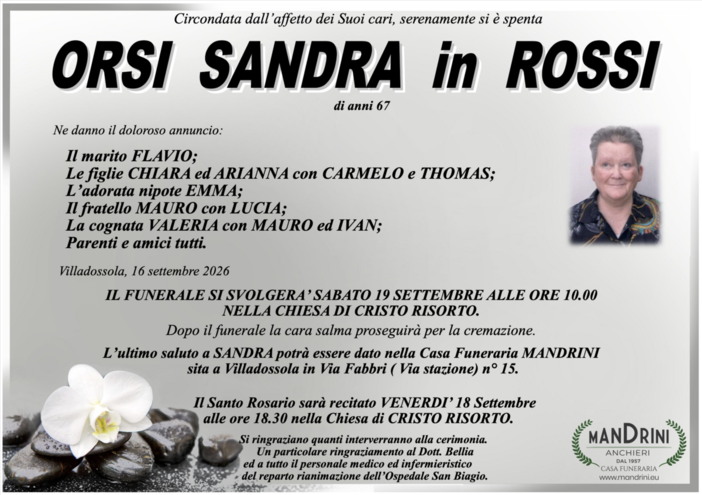 Orsi Sandra in Rossi di anni 67