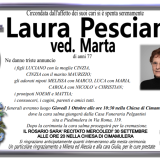 Laura Pesciani ved. Marta di anni 77