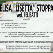 Elisa 'Lisetta' Stoppa ved. Felisatti di anni 93