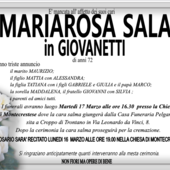 Mariarosa Sala in Giovanetti di anni 72