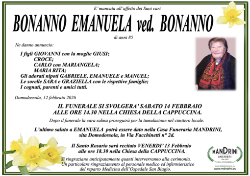 Bonanno Emanuela ved. Bonanno di anni 85