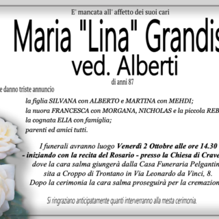 Maria "Lina" Grandis ved. Alberti di anni 87
