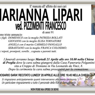 Marianna Lipari ved. Pizzimenti Francesco di anni 91