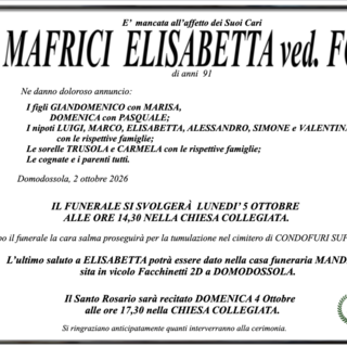 Mafrici Elisabetta ved. Foti di anni 91