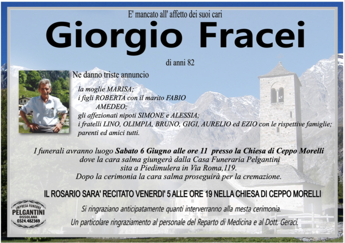 Giorgio Fracei di anni 82
